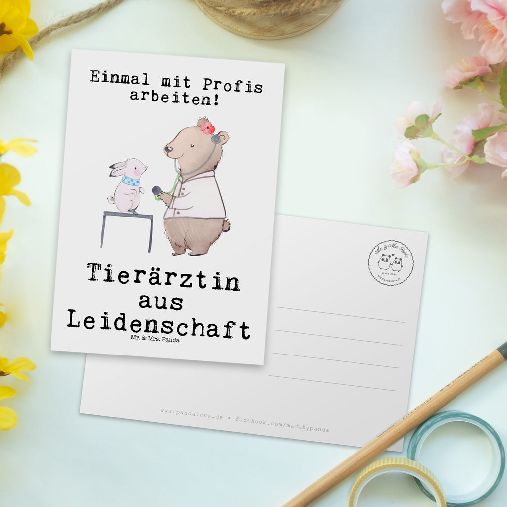 Postkarte Tierärztin aus Leidenschaft Geschenkkarte, Grußkarte, Karte, Einladung, Ansichtskarte, Geburtstagskarte, Einladungskarte, Beruf, Ausbildung, Jubiläum, Abschied, Rente, Kollege, Kollegin, Geschenk, Schenken, Arbeitskollege, Mitarbeiter, Firma, Danke, Dankeschön