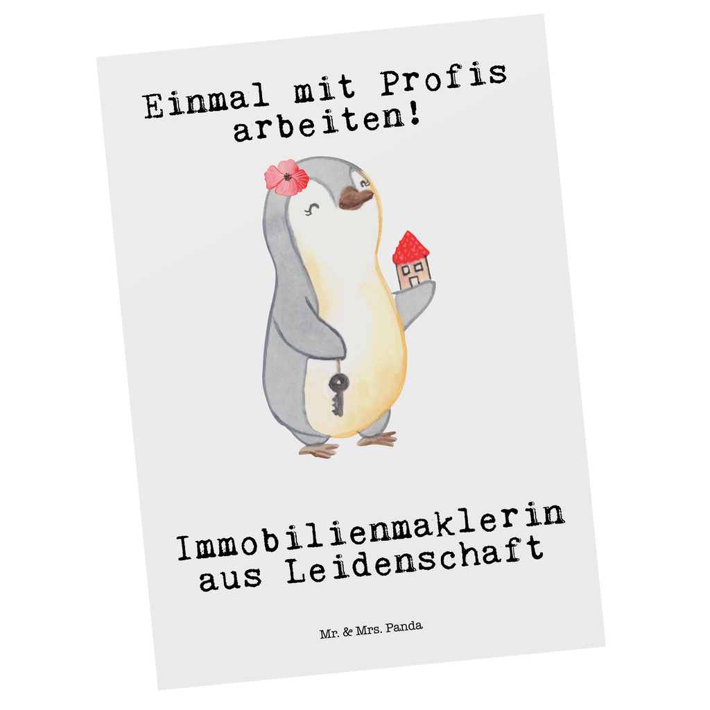 Postkarte Immobilienmaklerin aus Leidenschaft Geschenkkarte, Grußkarte, Karte, Einladung, Ansichtskarte, Geburtstagskarte, Einladungskarte, Beruf, Ausbildung, Jubiläum, Abschied, Rente, Kollege, Kollegin, Geschenk, Schenken, Arbeitskollege, Mitarbeiter, Firma, Danke, Dankeschön, Immobilienmaklerin, Immobilienhändlerin, Immobilienkauffrau, Immobilienbüro