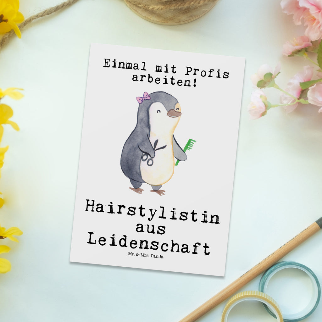 Postkarte Hairstylistin aus Leidenschaft Geschenkkarte, Grußkarte, Karte, Einladung, Ansichtskarte, Geburtstagskarte, Einladungskarte, Beruf, Ausbildung, Jubiläum, Abschied, Rente, Kollege, Kollegin, Geschenk, Schenken, Arbeitskollege, Mitarbeiter, Firma, Danke, Dankeschön, Frisörin, Haarstylistin, Hairstylistin, Friseursalon
