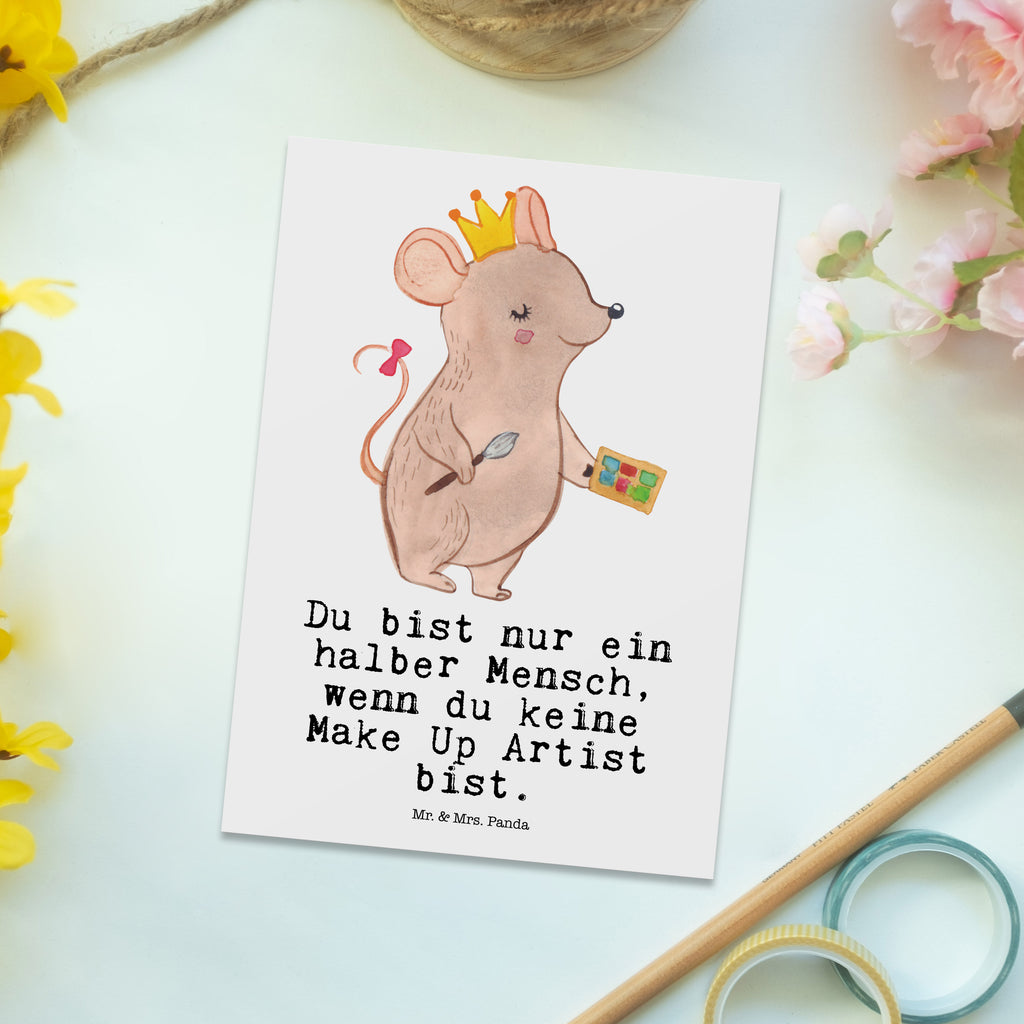 Postkarte Make Up Artist mit Herz Geschenkkarte, Grußkarte, Karte, Einladung, Ansichtskarte, Geburtstagskarte, Einladungskarte, Dankeskarte, Beruf, Ausbildung, Jubiläum, Abschied, Rente, Kollege, Kollegin, Geschenk, Schenken, Arbeitskollege, Mitarbeiter, Firma, Danke, Dankeschön, Kosmetiker, Make Up Artist, Maskenbildner, Visagist, Beauty Salon, Kosmetikstudio, Eröffnung