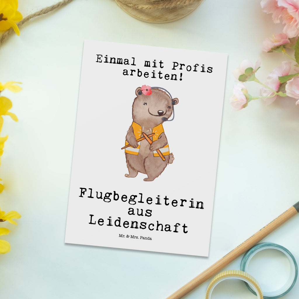 Postkarte Flugbegleiterin aus Leidenschaft Geschenkkarte, Grußkarte, Karte, Einladung, Ansichtskarte, Geburtstagskarte, Einladungskarte, Beruf, Ausbildung, Jubiläum, Abschied, Rente, Kollege, Kollegin, Geschenk, Schenken, Arbeitskollege, Mitarbeiter, Firma, Danke, Dankeschön, Flugbegleiterin, Stewardess, Flugstewardess, Flight-Attendant