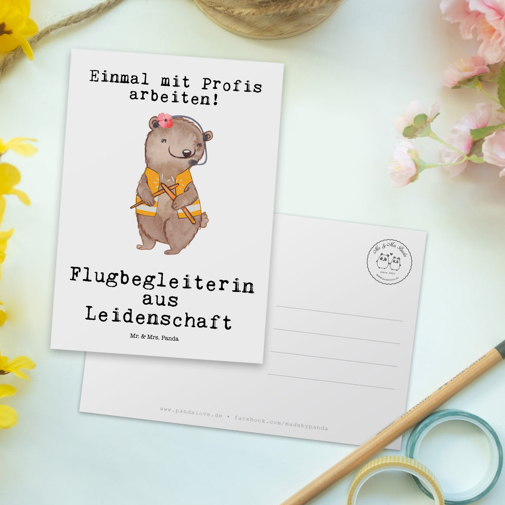 Postkarte Flugbegleiterin aus Leidenschaft Geschenkkarte, Grußkarte, Karte, Einladung, Ansichtskarte, Geburtstagskarte, Einladungskarte, Beruf, Ausbildung, Jubiläum, Abschied, Rente, Kollege, Kollegin, Geschenk, Schenken, Arbeitskollege, Mitarbeiter, Firma, Danke, Dankeschön, Flugbegleiterin, Stewardess, Flugstewardess, Flight-Attendant