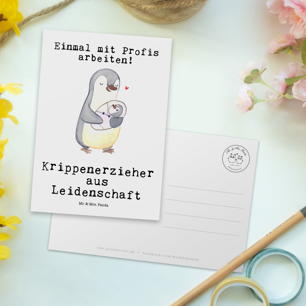 Postkarte Krippenerzieher aus Leidenschaft Geschenkkarte, Grußkarte, Karte, Einladung, Ansichtskarte, Geburtstagskarte, Einladungskarte, Beruf, Ausbildung, Jubiläum, Abschied, Rente, Kollege, Kollegin, Geschenk, Schenken, Arbeitskollege, Mitarbeiter, Firma, Danke, Dankeschön, Krippenerzieher, Kindertagesstätte, KITA, Eröffnung, Erzieher, Pädagoge