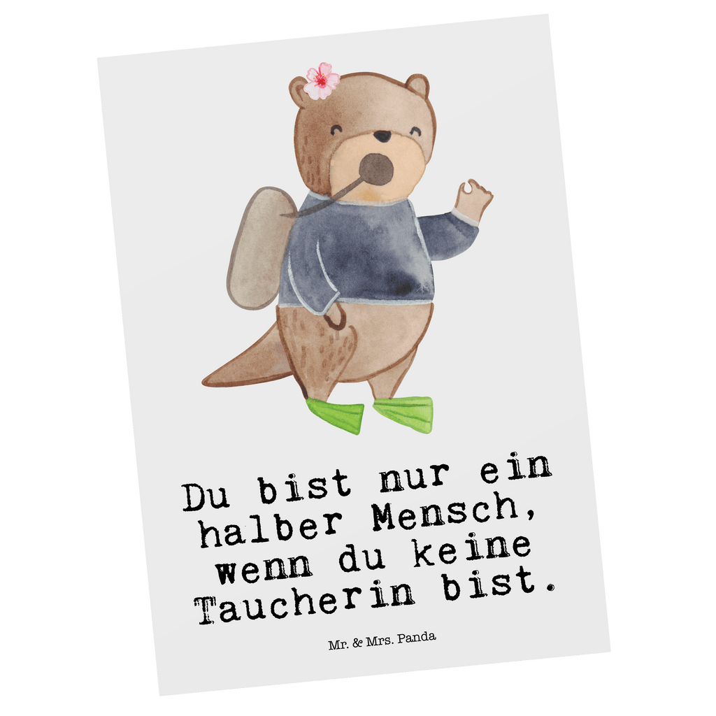 Postkarte Taucherin mit Herz Geschenkkarte, Grußkarte, Karte, Einladung, Ansichtskarte, Geburtstagskarte, Einladungskarte, Beruf, Ausbildung, Jubiläum, Abschied, Rente, Kollege, Kollegin, Geschenk, Schenken, Arbeitskollege, Mitarbeiter, Firma, Danke, Dankeschön