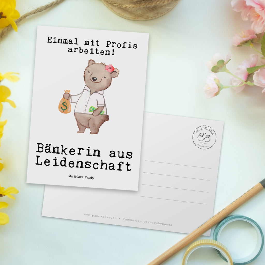 Postkarte Bänkerin aus Leidenschaft Geschenkkarte, Grußkarte, Karte, Einladung, Ansichtskarte, Geburtstagskarte, Einladungskarte, Beruf, Ausbildung, Jubiläum, Abschied, Rente, Kollege, Kollegin, Geschenk, Schenken, Arbeitskollege, Mitarbeiter, Firma, Danke, Dankeschön, Bänkerin, Bankfachfrau, Bankangestellte, Bankberaterin