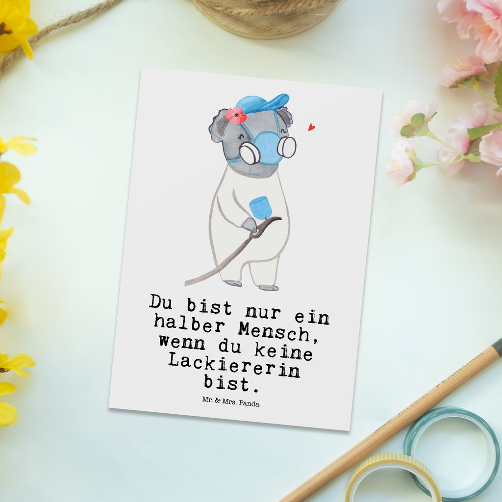 Postkarte Lackiererin mit Herz Geschenkkarte, Grußkarte, Karte, Einladung, Ansichtskarte, Geburtstagskarte, Einladungskarte, Dankeskarte, Beruf, Ausbildung, Jubiläum, Abschied, Rente, Kollege, Kollegin, Geschenk, Schenken, Arbeitskollege, Mitarbeiter, Firma, Danke, Dankeschön, Lackiererin, Lackierermeisterin, Werkstatt Lackiererin, Gesellenprüfung
