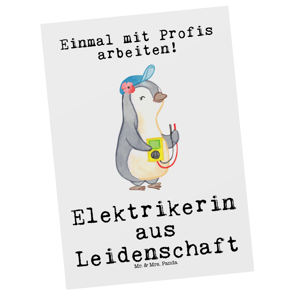 Postkarte Elektrikerin aus Leidenschaft Geschenkkarte, Grußkarte, Karte, Einladung, Ansichtskarte, Geburtstagskarte, Einladungskarte, Dankeskarte, Beruf, Ausbildung, Jubiläum, Abschied, Rente, Kollege, Kollegin, Geschenk, Schenken, Arbeitskollege, Mitarbeiter, Firma, Danke, Dankeschön, Elektrikerin, Elektronmonteurin, Elektrotechnikerin, Elektroinstallateurin, Elektromeisterin, Gesellenprüfung