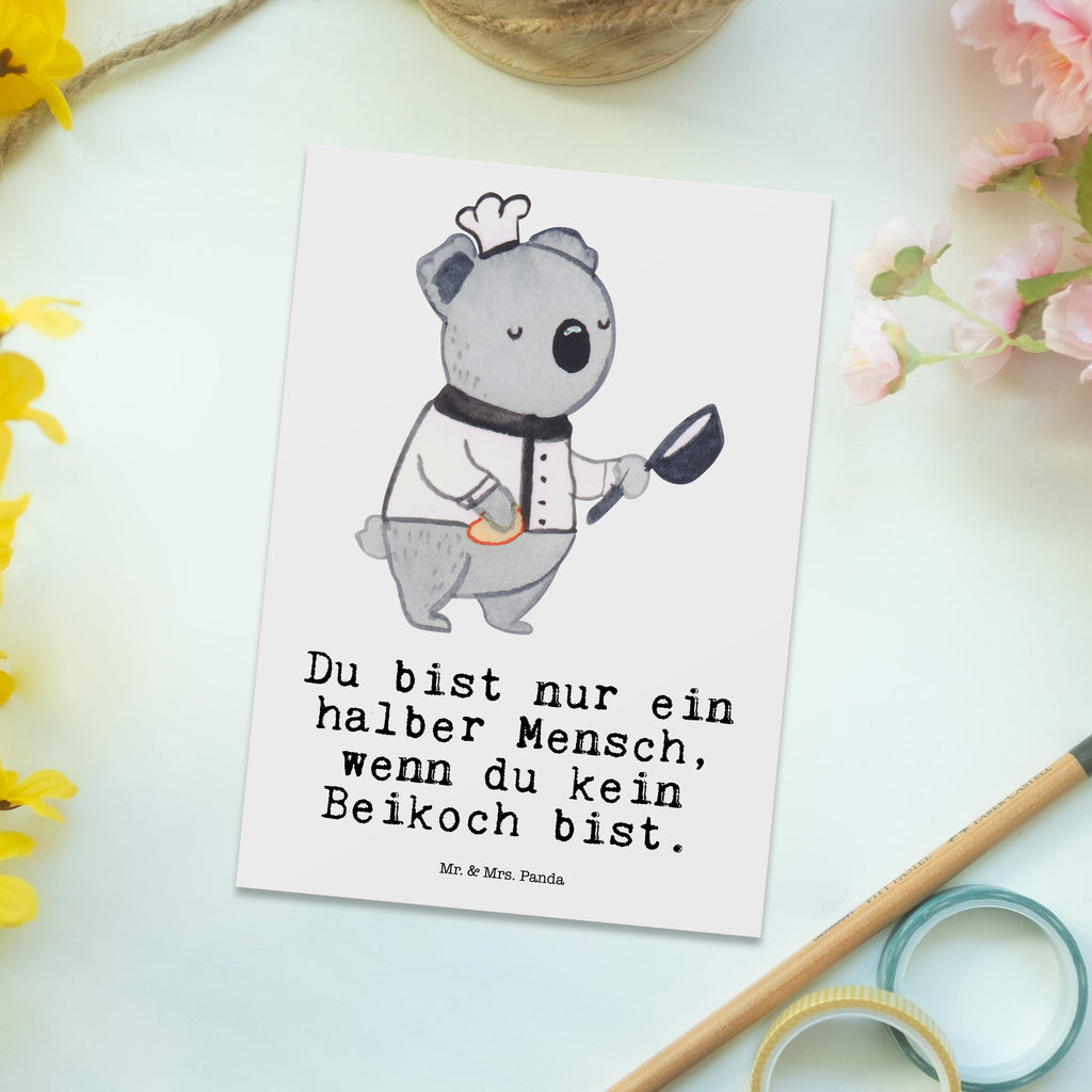 Postkarte Beikoch mit Herz Geschenkkarte, Grußkarte, Karte, Einladung, Ansichtskarte, Geburtstagskarte, Einladungskarte, Dankeskarte, Beruf, Ausbildung, Jubiläum, Abschied, Rente, Kollege, Kollegin, Geschenk, Schenken, Arbeitskollege, Mitarbeiter, Firma, Danke, Dankeschön, Beikoch, Spülhilfe, Hilfskoch, Jungkoch, Küchenhilfe, Gastronomie, Restaurant, Koch