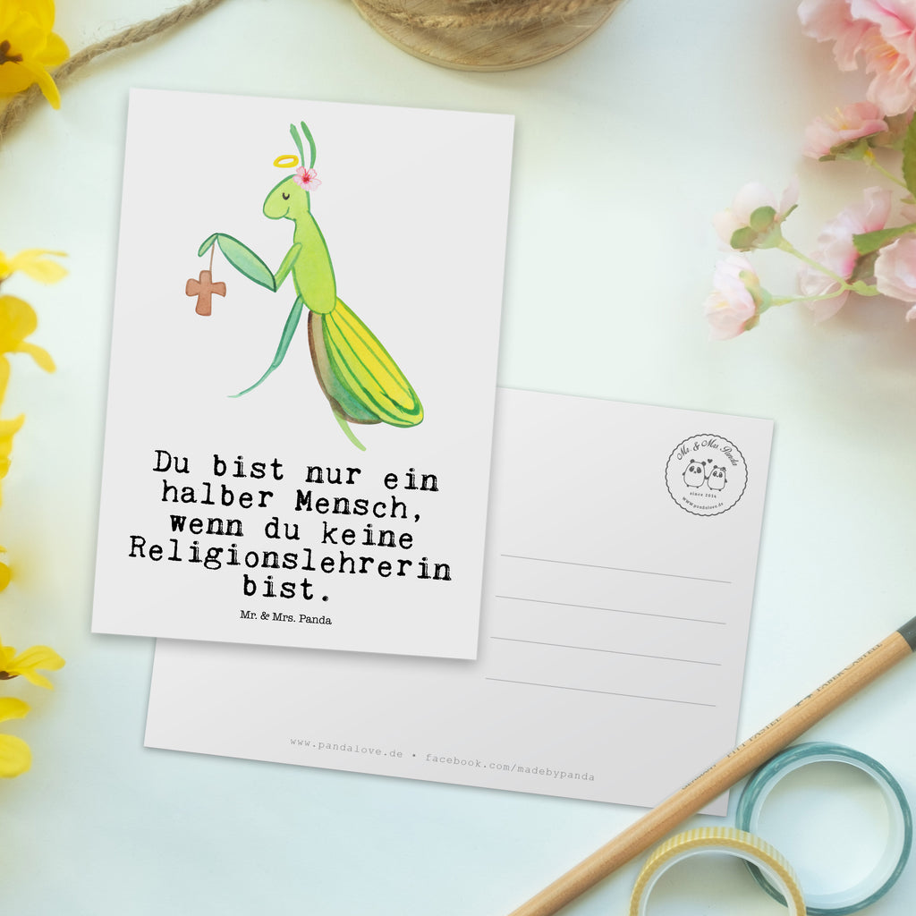 Postkarte Religionslehrerin mit Herz Geschenkkarte, Grußkarte, Karte, Einladung, Ansichtskarte, Geburtstagskarte, Einladungskarte, Beruf, Ausbildung, Jubiläum, Abschied, Rente, Kollege, Kollegin, Geschenk, Schenken, Arbeitskollege, Mitarbeiter, Firma, Danke, Dankeschön, Religionslehrerin, Reli Lehrerin, Schule, Grundschule