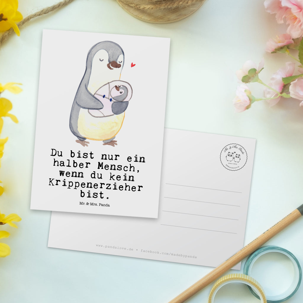 Postkarte Krippenerzieher mit Herz Geschenkkarte, Grußkarte, Karte, Einladung, Ansichtskarte, Geburtstagskarte, Einladungskarte, Dankeskarte, Beruf, Ausbildung, Jubiläum, Abschied, Rente, Kollege, Kollegin, Geschenk, Schenken, Arbeitskollege, Mitarbeiter, Firma, Danke, Dankeschön, Krippenerzieher, Kindertagesstätte, KITA, Eröffnung, Erzieher, Pädagoge