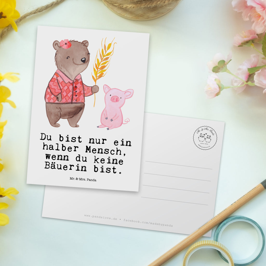 Postkarte Bäuerin mit Herz Geschenkkarte, Grußkarte, Karte, Einladung, Ansichtskarte, Geburtstagskarte, Einladungskarte, Beruf, Ausbildung, Jubiläum, Abschied, Rente, Kollege, Kollegin, Geschenk, Schenken, Arbeitskollege, Mitarbeiter, Firma, Danke, Dankeschön, Landwirtin, Bäuerin, Tierwirtin, Agronomin, Farmerin, Bauernhof