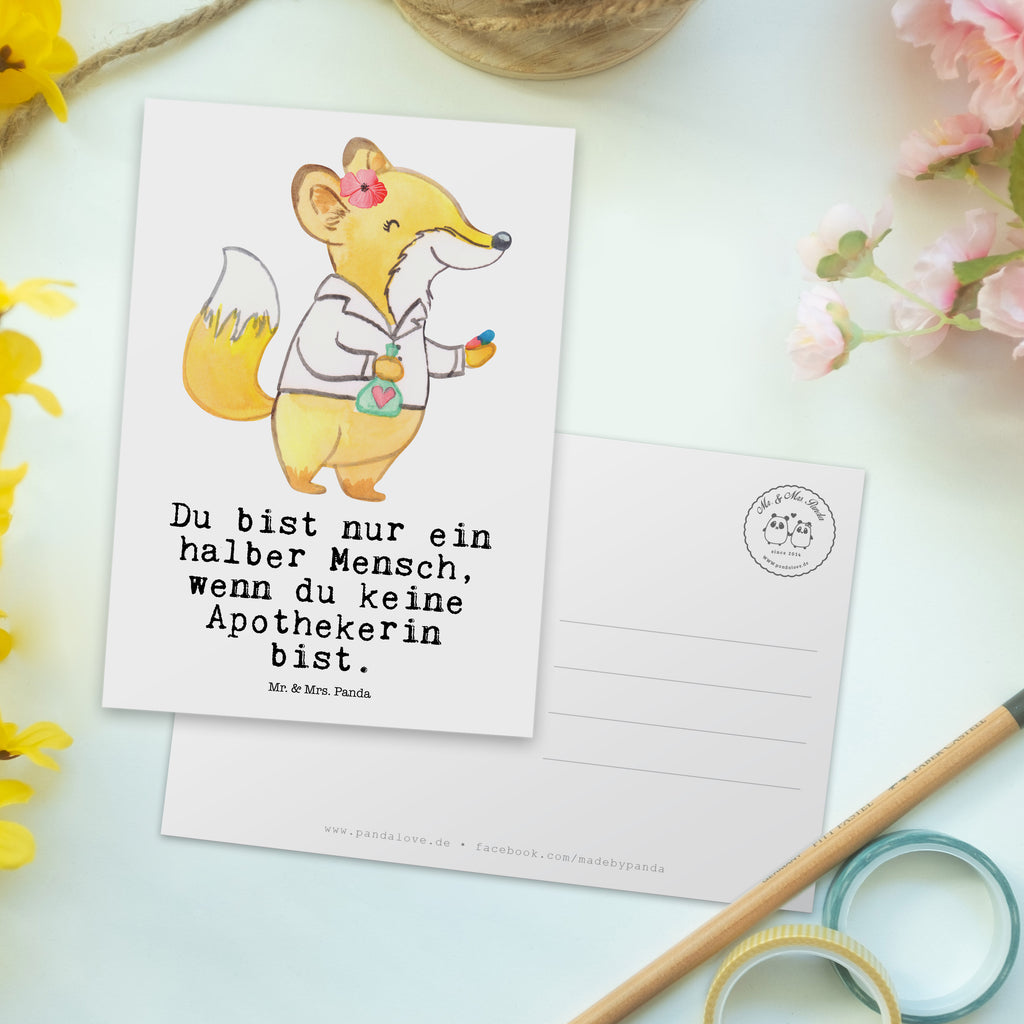 Postkarte Apothekerin mit Herz Geschenkkarte, Grußkarte, Karte, Einladung, Ansichtskarte, Geburtstagskarte, Einladungskarte, Beruf, Ausbildung, Jubiläum, Abschied, Rente, Kollege, Kollegin, Geschenk, Schenken, Arbeitskollege, Mitarbeiter, Firma, Danke, Dankeschön, Apothekerin, Pharmazie, Staatsexamen, Approbation, Eröffnung Apotheke