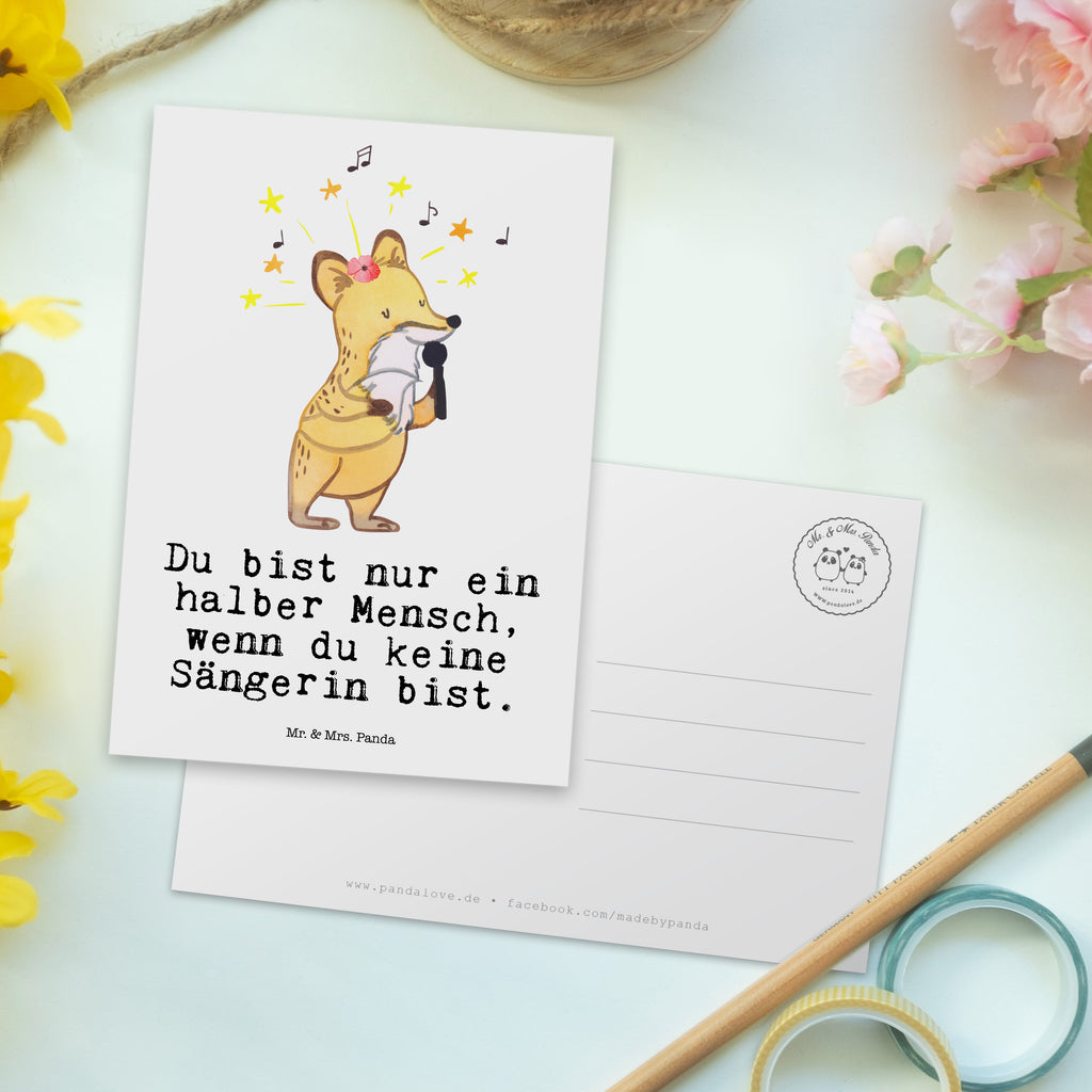 Postkarte Sängerin mit Herz Geschenkkarte, Grußkarte, Karte, Einladung, Ansichtskarte, Geburtstagskarte, Einladungskarte, Dankeskarte, Beruf, Ausbildung, Jubiläum, Abschied, Rente, Kollege, Kollegin, Geschenk, Schenken, Arbeitskollege, Mitarbeiter, Firma, Danke, Dankeschön