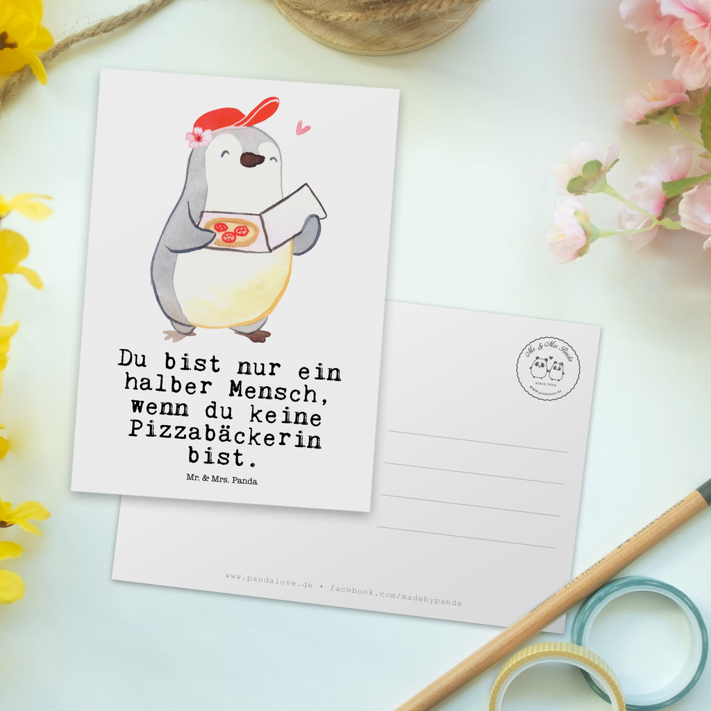 Postkarte Pizzabäckerin mit Herz Geschenkkarte, Grußkarte, Karte, Einladung, Ansichtskarte, Geburtstagskarte, Einladungskarte, Dankeskarte, Beruf, Ausbildung, Jubiläum, Abschied, Rente, Kollege, Kollegin, Geschenk, Schenken, Arbeitskollege, Mitarbeiter, Firma, Danke, Dankeschön, Lieferdienstmitarbeiterin, Pizzabäckerin, Pizzabotin, Pizzabringdienst, Lieferbringdienst