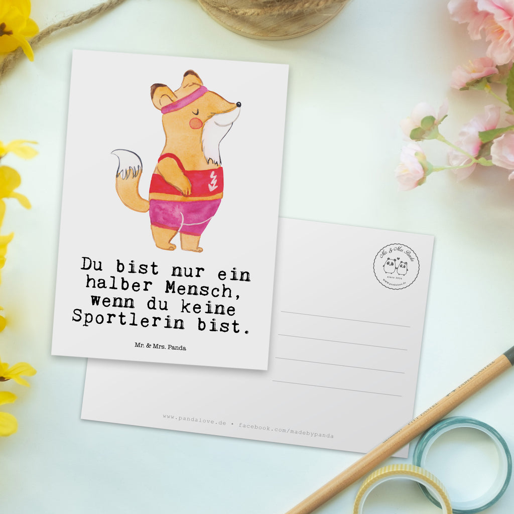 Postkarte Sportlerin mit Herz Geschenkkarte, Grußkarte, Karte, Einladung, Ansichtskarte, Geburtstagskarte, Einladungskarte, Dankeskarte, Beruf, Ausbildung, Jubiläum, Abschied, Rente, Kollege, Kollegin, Geschenk, Schenken, Arbeitskollege, Mitarbeiter, Firma, Danke, Dankeschön