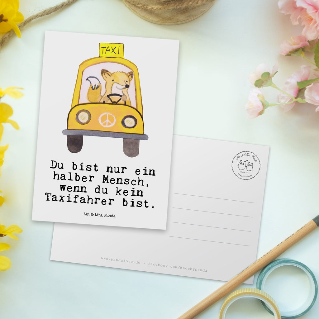Postkarte Taxifahrer mit Herz Geschenkkarte, Grußkarte, Karte, Einladung, Ansichtskarte, Geburtstagskarte, Einladungskarte, Dankeskarte, Beruf, Ausbildung, Jubiläum, Abschied, Rente, Kollege, Kollegin, Geschenk, Schenken, Arbeitskollege, Mitarbeiter, Firma, Danke, Dankeschön