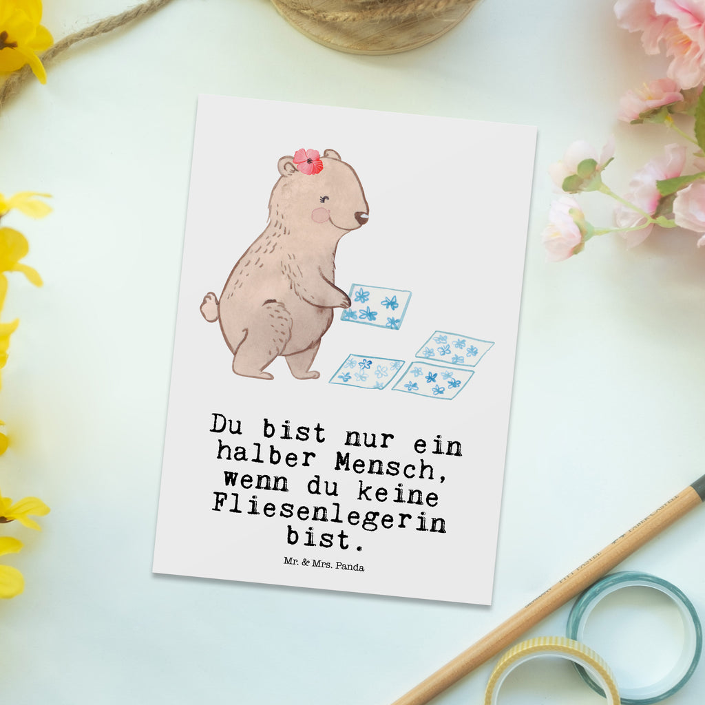 Postkarte Fliesenlegerin mit Herz Geschenkkarte, Grußkarte, Karte, Einladung, Ansichtskarte, Geburtstagskarte, Einladungskarte, Dankeskarte, Beruf, Ausbildung, Jubiläum, Abschied, Rente, Kollege, Kollegin, Geschenk, Schenken, Arbeitskollege, Mitarbeiter, Firma, Danke, Dankeschön, Fliesenlegerin, Gesellenprüfung, Fliesenlegermeisterin, Fliesenlegerbetrieb, Fliesenfachhandel, Handwerk