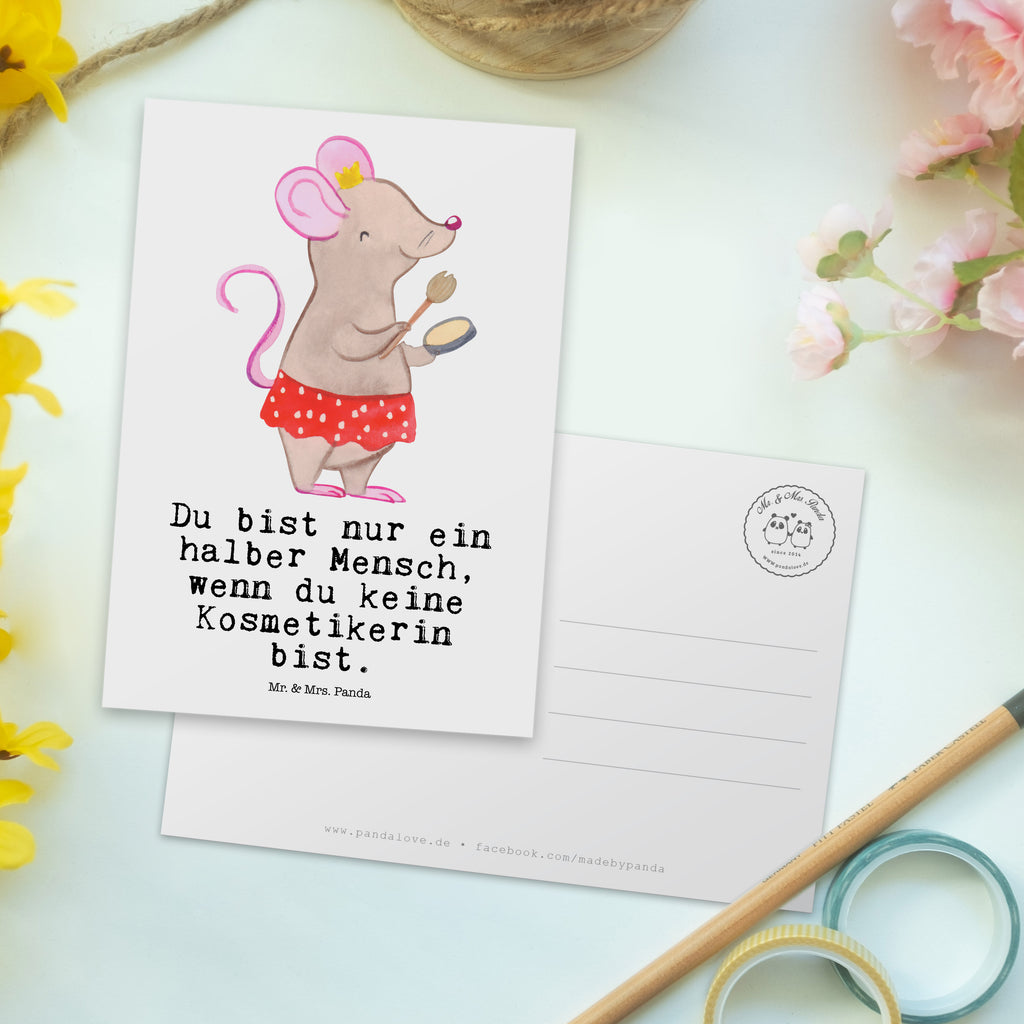 Postkarte Kosmetikerin mit Herz Geschenkkarte, Grußkarte, Karte, Einladung, Ansichtskarte, Geburtstagskarte, Einladungskarte, Dankeskarte, Beruf, Ausbildung, Jubiläum, Abschied, Rente, Kollege, Kollegin, Geschenk, Schenken, Arbeitskollege, Mitarbeiter, Firma, Danke, Dankeschön, Kosmetikerin, Make Up Artist, Maskenbildnerin, Visagistin, Beauty Salon, Kosmetikstudio, Eröffnung