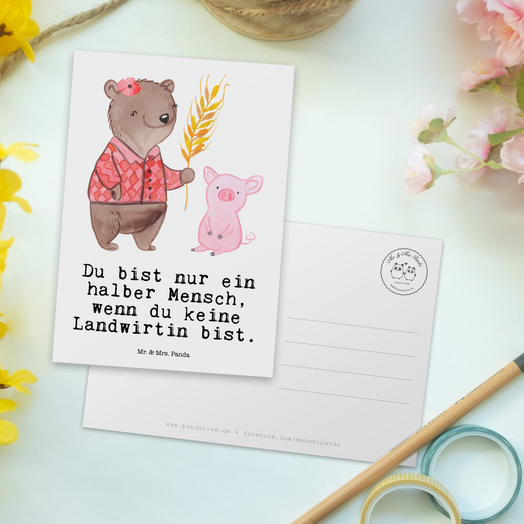 Postkarte Landwirtin mit Herz Geschenkkarte, Grußkarte, Karte, Einladung, Ansichtskarte, Geburtstagskarte, Einladungskarte, Dankeskarte, Beruf, Ausbildung, Jubiläum, Abschied, Rente, Kollege, Kollegin, Geschenk, Schenken, Arbeitskollege, Mitarbeiter, Firma, Danke, Dankeschön, Landwirtin, Bäuerin, Tierwirtin, Agronomin, Farmerin, Bauernhof