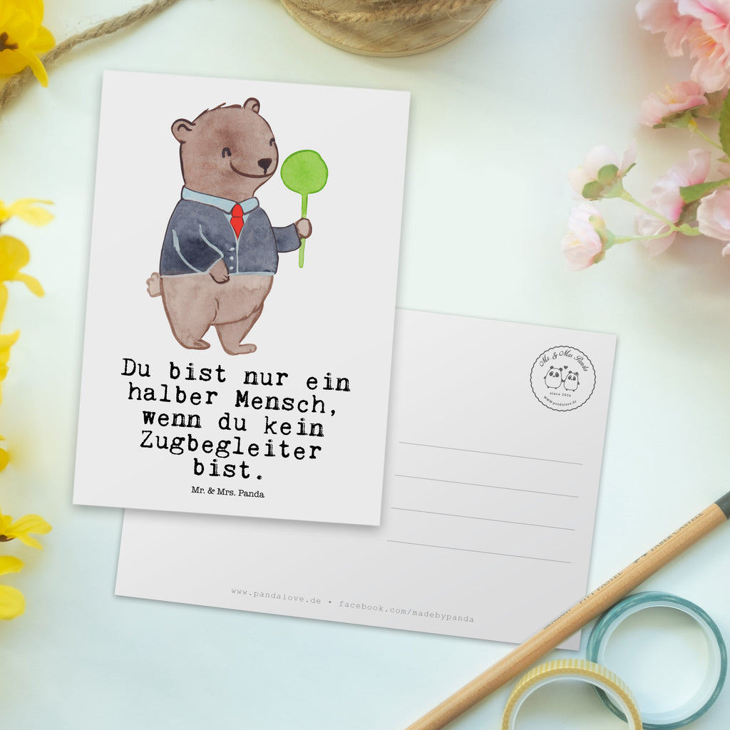 Postkarte Zugbegleiter mit Herz Geschenkkarte, Grußkarte, Karte, Einladung, Ansichtskarte, Geburtstagskarte, Einladungskarte, Dankeskarte, Beruf, Ausbildung, Jubiläum, Abschied, Rente, Kollege, Kollegin, Geschenk, Schenken, Arbeitskollege, Mitarbeiter, Firma, Danke, Dankeschön