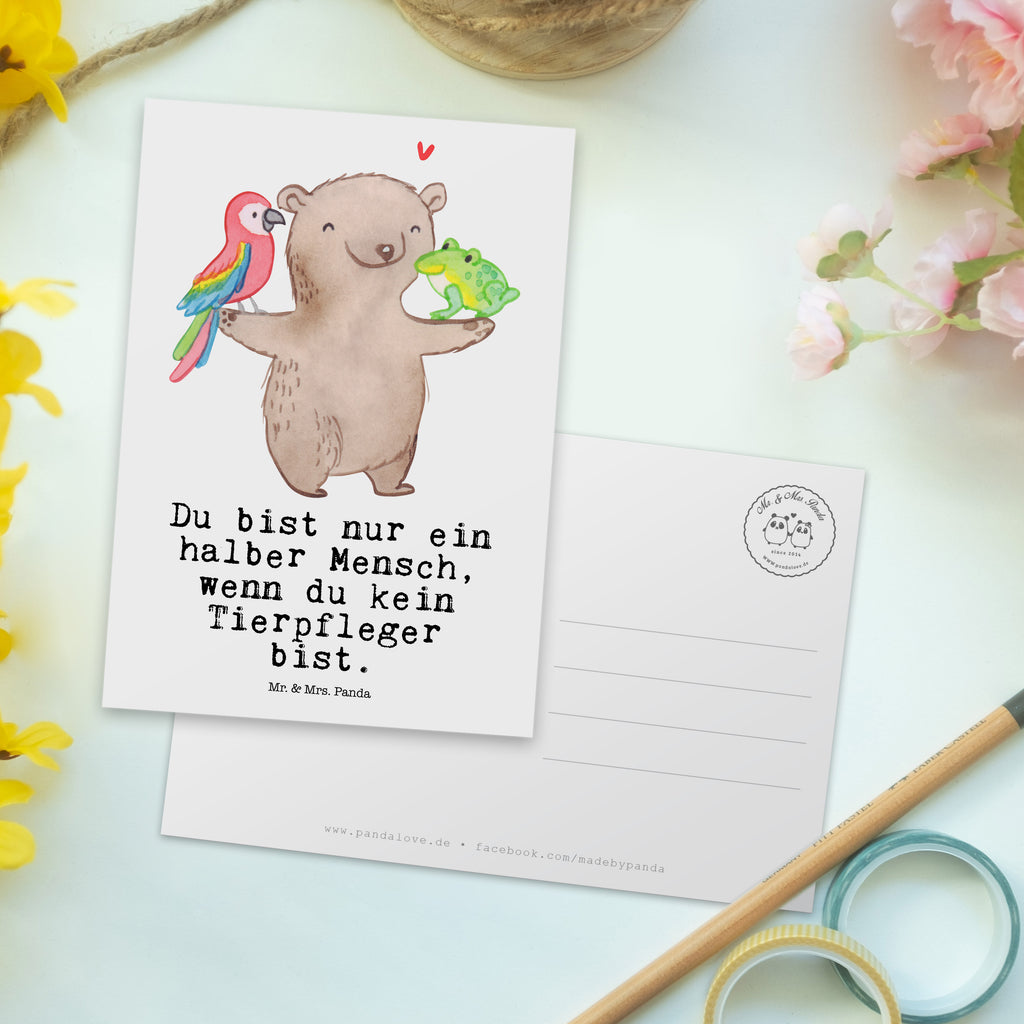Postkarte Tierpfleger mit Herz Geschenkkarte, Grußkarte, Karte, Einladung, Ansichtskarte, Geburtstagskarte, Einladungskarte, Beruf, Ausbildung, Jubiläum, Abschied, Rente, Kollege, Kollegin, Geschenk, Schenken, Arbeitskollege, Mitarbeiter, Firma, Danke, Dankeschön