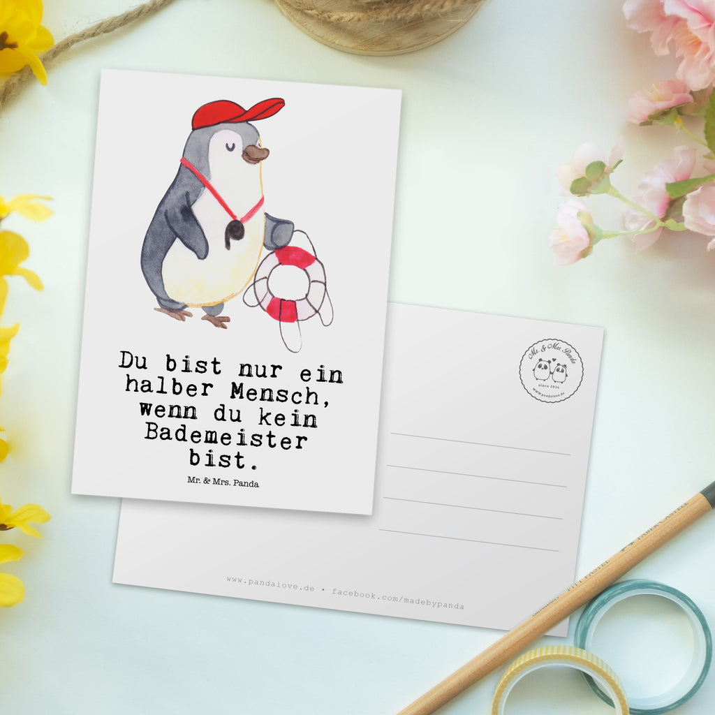 Postkarte Bademeister mit Herz Geschenkkarte, Grußkarte, Karte, Einladung, Ansichtskarte, Geburtstagskarte, Einladungskarte, Beruf, Ausbildung, Jubiläum, Abschied, Rente, Kollege, Kollegin, Geschenk, Schenken, Arbeitskollege, Mitarbeiter, Firma, Danke, Dankeschön, Bademeister, Rettungsschwimmer, Schwimmmeister, Schwimmbad, Freibad, Badeanstalt, Schwimmverein, Schwimmschule