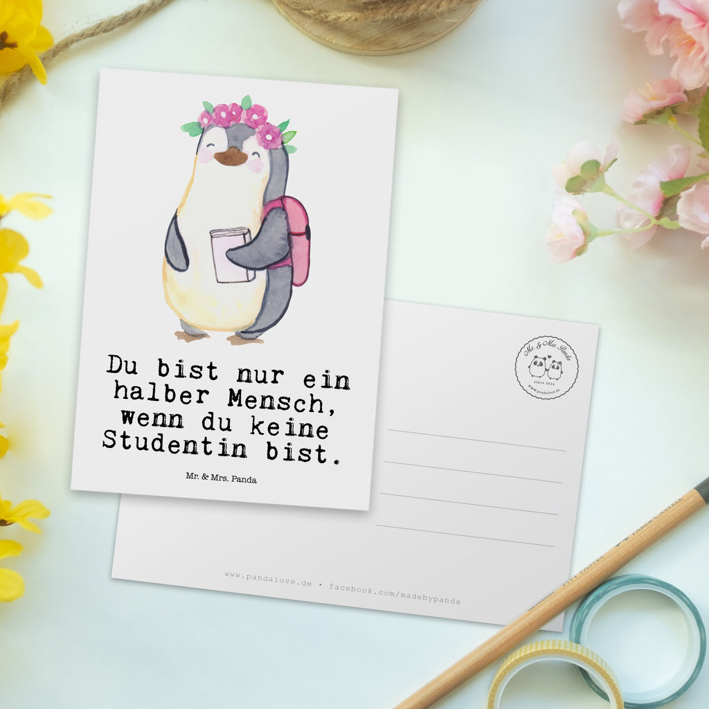 Postkarte Studentin mit Herz Geschenkkarte, Grußkarte, Karte, Einladung, Ansichtskarte, Geburtstagskarte, Einladungskarte, Dankeskarte, Beruf, Ausbildung, Jubiläum, Abschied, Rente, Kollege, Kollegin, Geschenk, Schenken, Arbeitskollege, Mitarbeiter, Firma, Danke, Dankeschön