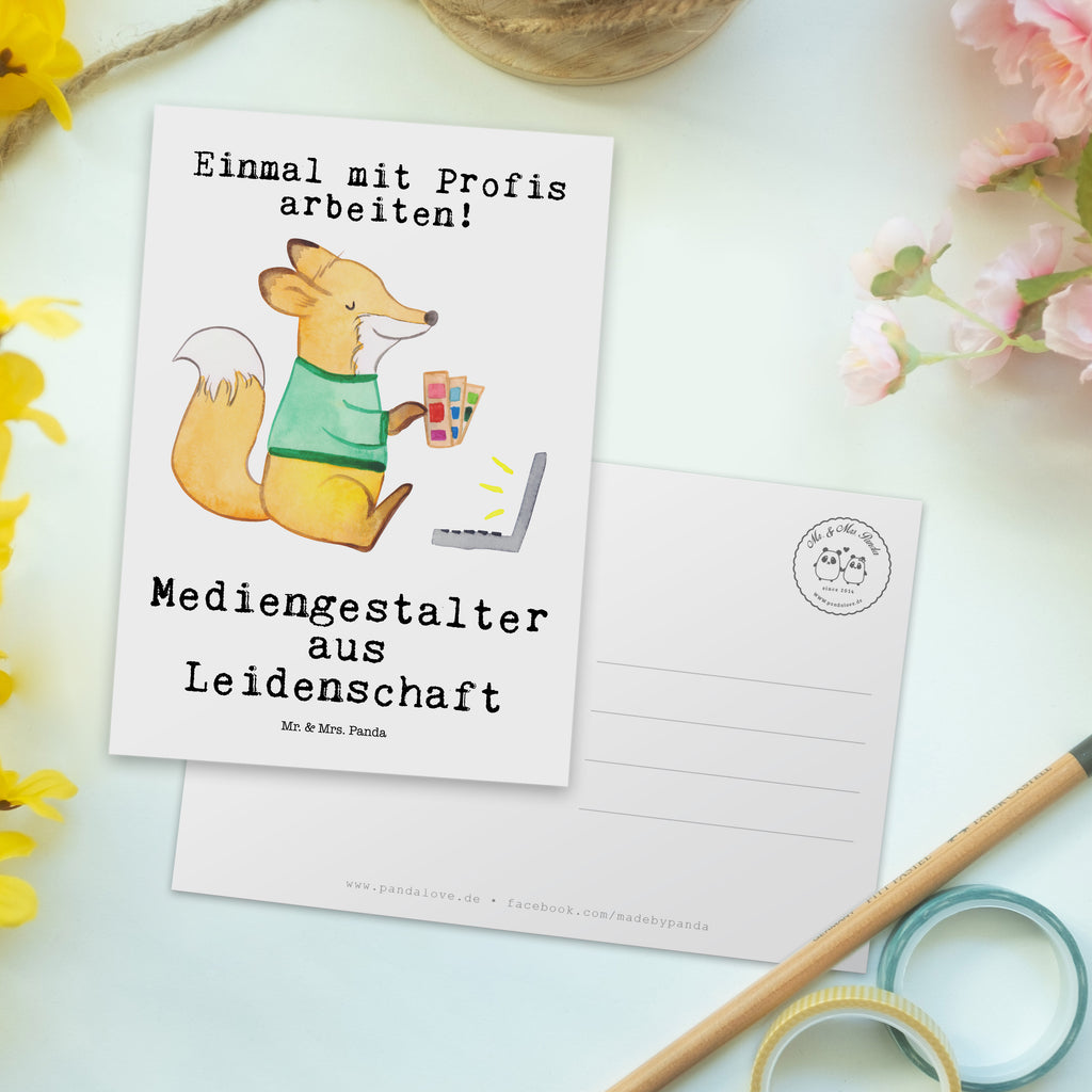 Postkarte Mediengestalter aus Leidenschaft Geschenkkarte, Grußkarte, Karte, Einladung, Ansichtskarte, Geburtstagskarte, Einladungskarte, Dankeskarte, Beruf, Ausbildung, Jubiläum, Abschied, Rente, Kollege, Kollegin, Geschenk, Schenken, Arbeitskollege, Mitarbeiter, Firma, Danke, Dankeschön, Grafiker, Designer, Mediengestalter, Grafikdesigner