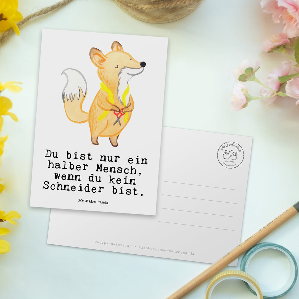 Postkarte Schneider mit Herz Geschenkkarte, Grußkarte, Karte, Einladung, Ansichtskarte, Geburtstagskarte, Einladungskarte, Beruf, Ausbildung, Jubiläum, Abschied, Rente, Kollege, Kollegin, Geschenk, Schenken, Arbeitskollege, Mitarbeiter, Firma, Danke, Dankeschön