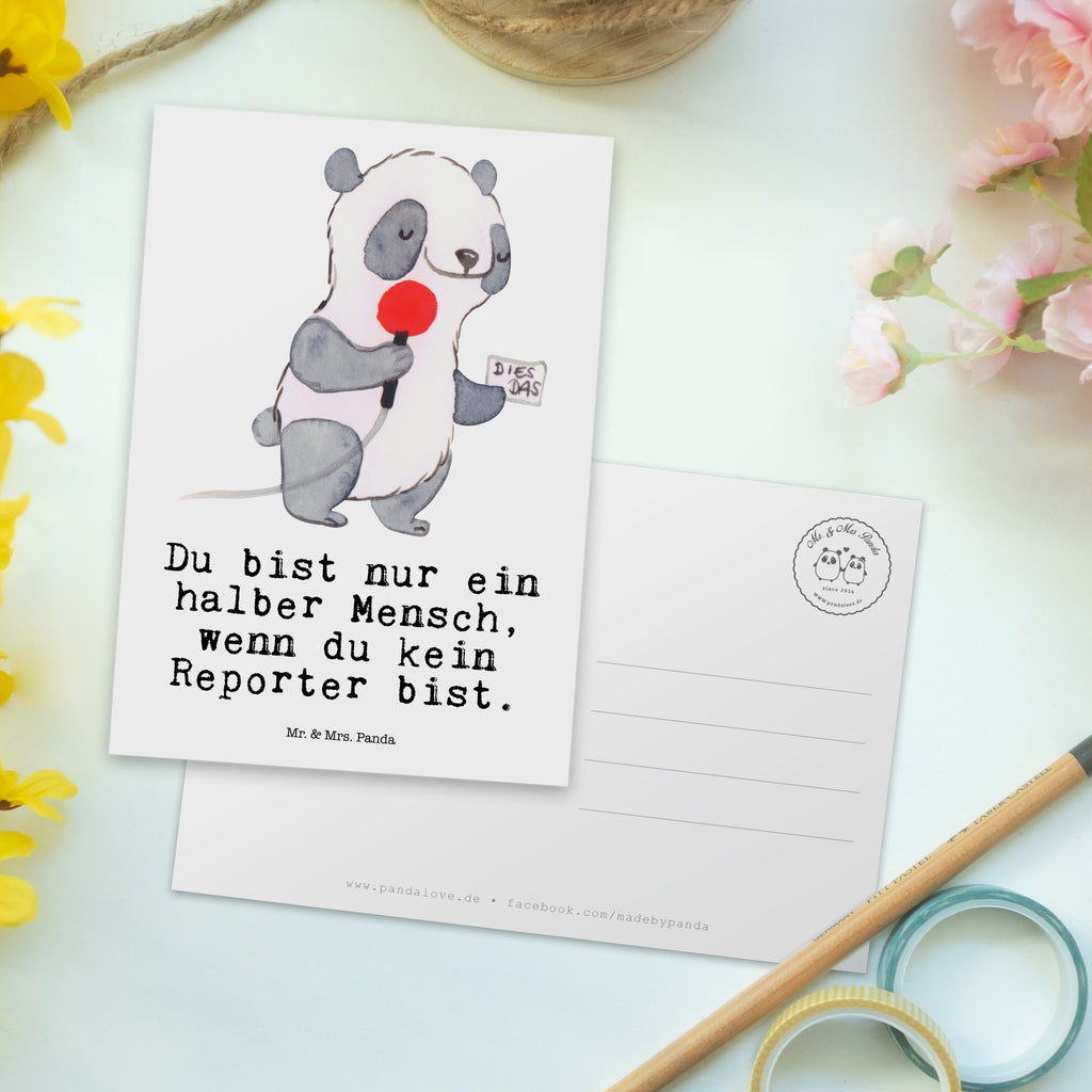 Postkarte Reporter mit Herz Geschenkkarte, Grußkarte, Karte, Einladung, Ansichtskarte, Geburtstagskarte, Einladungskarte, Beruf, Ausbildung, Jubiläum, Abschied, Rente, Kollege, Kollegin, Geschenk, Schenken, Arbeitskollege, Mitarbeiter, Firma, Danke, Dankeschön
