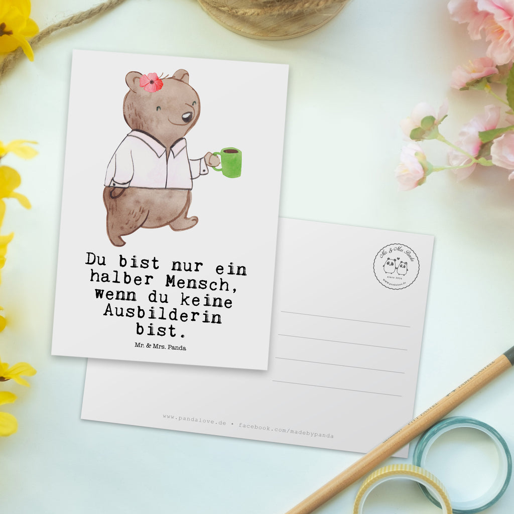 Postkarte Ausbilderin mit Herz Geschenkkarte, Grußkarte, Karte, Einladung, Ansichtskarte, Geburtstagskarte, Einladungskarte, Beruf, Ausbildung, Jubiläum, Abschied, Rente, Kollege, Kollegin, Geschenk, Schenken, Arbeitskollege, Mitarbeiter, Firma, Danke, Dankeschön, Ausbilderin, Tutorin, Ausbilderprüfung