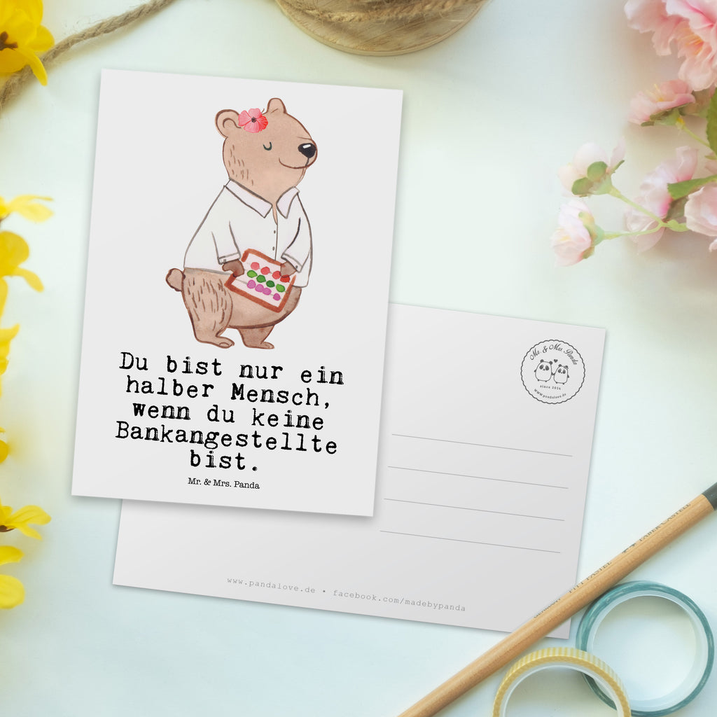 Postkarte Bankangestellte mit Herz Geschenkkarte, Grußkarte, Karte, Einladung, Ansichtskarte, Geburtstagskarte, Einladungskarte, Dankeskarte, Beruf, Ausbildung, Jubiläum, Abschied, Rente, Kollege, Kollegin, Geschenk, Schenken, Arbeitskollege, Mitarbeiter, Firma, Danke, Dankeschön, Bankangestellte, Bankfachfrau, Bänkerin, Bankberaterin