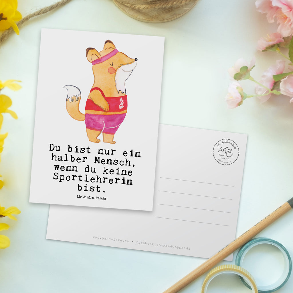 Postkarte Sportlehrerin mit Herz Geschenkkarte, Grußkarte, Karte, Einladung, Ansichtskarte, Geburtstagskarte, Einladungskarte, Dankeskarte, Beruf, Ausbildung, Jubiläum, Abschied, Rente, Kollege, Kollegin, Geschenk, Schenken, Arbeitskollege, Mitarbeiter, Firma, Danke, Dankeschön