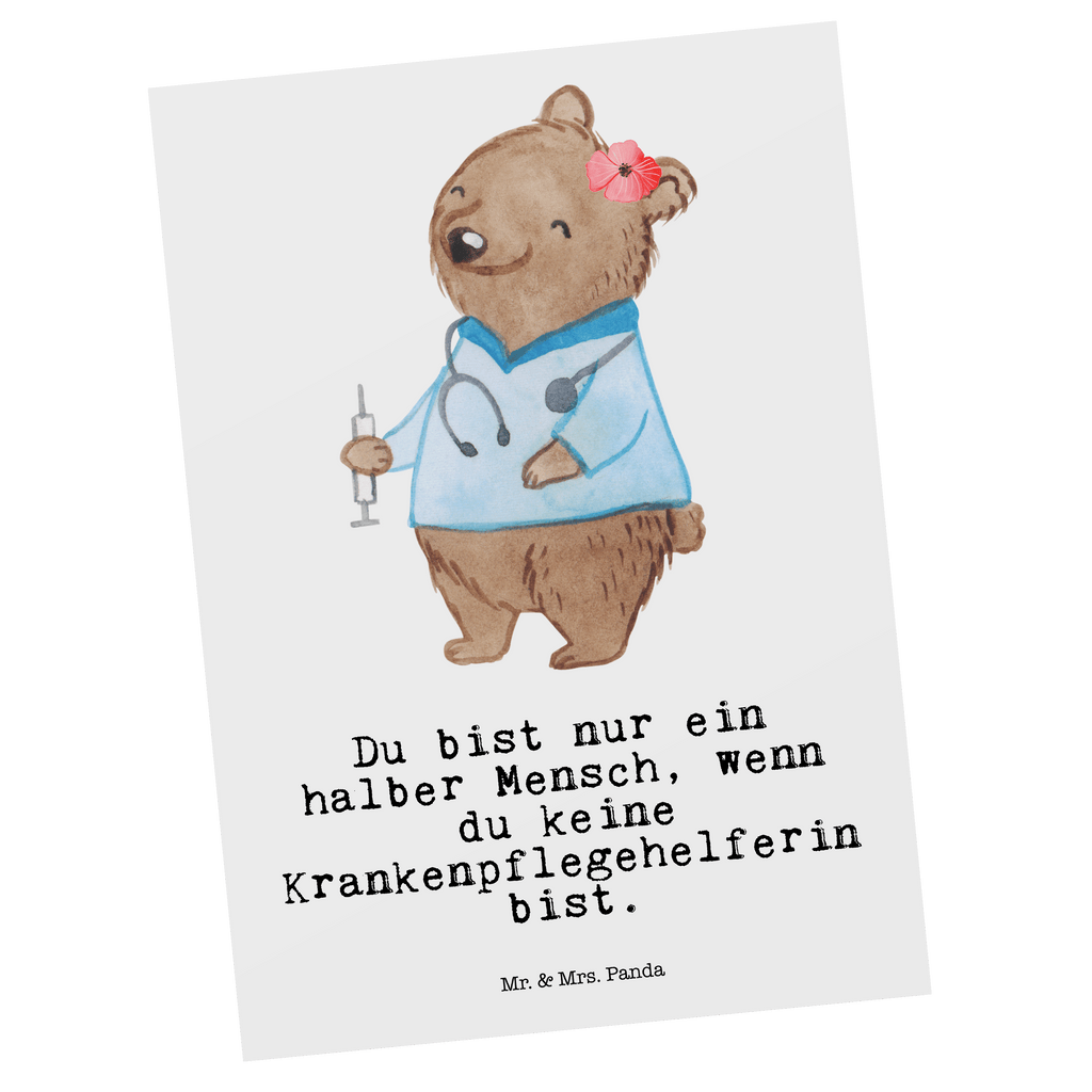 Postkarte Krankenpflegehelferin mit Herz Geschenkkarte, Grußkarte, Karte, Einladung, Ansichtskarte, Geburtstagskarte, Einladungskarte, Dankeskarte, Beruf, Ausbildung, Jubiläum, Abschied, Rente, Kollege, Kollegin, Geschenk, Schenken, Arbeitskollege, Mitarbeiter, Firma, Danke, Dankeschön, Krankenpflegehelferin, Pflegehelferin, Pflegekraft