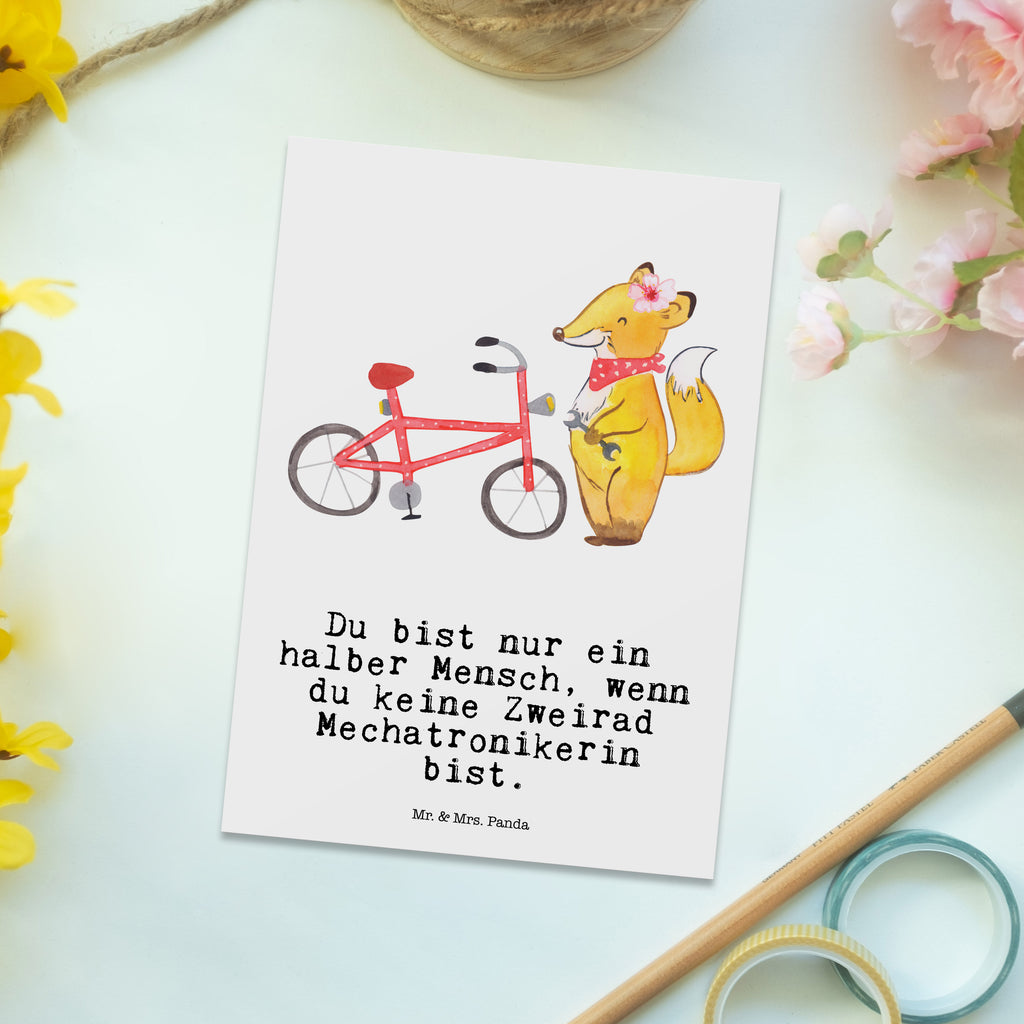 Postkarte Zweirad Mechatronikerin mit Herz Geschenkkarte, Grußkarte, Karte, Einladung, Ansichtskarte, Geburtstagskarte, Einladungskarte, Dankeskarte, Beruf, Ausbildung, Jubiläum, Abschied, Rente, Kollege, Kollegin, Geschenk, Schenken, Arbeitskollege, Mitarbeiter, Firma, Danke, Dankeschön