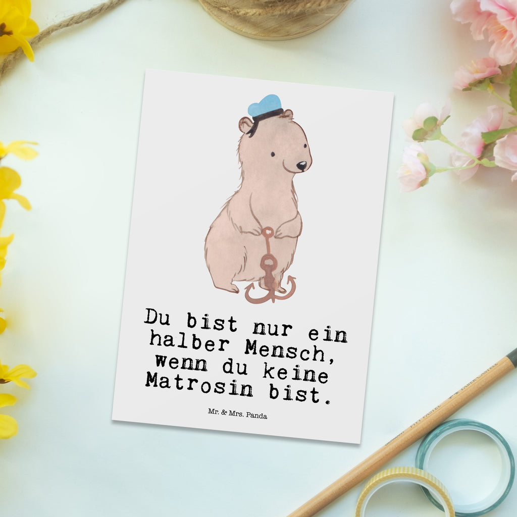 Postkarte Matrosin mit Herz Geschenkkarte, Grußkarte, Karte, Einladung, Ansichtskarte, Geburtstagskarte, Einladungskarte, Dankeskarte, Beruf, Ausbildung, Jubiläum, Abschied, Rente, Kollege, Kollegin, Geschenk, Schenken, Arbeitskollege, Mitarbeiter, Firma, Danke, Dankeschön, Matrosin, Seeleute, Schiff, Schiffsmechanikerin