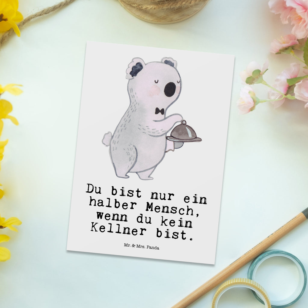Postkarte Kellner mit Herz Geschenkkarte, Grußkarte, Karte, Einladung, Ansichtskarte, Geburtstagskarte, Einladungskarte, Beruf, Ausbildung, Jubiläum, Abschied, Rente, Kollege, Kollegin, Geschenk, Schenken, Arbeitskollege, Mitarbeiter, Firma, Danke, Dankeschön, Kellner, Servicekraft, Restaurant, Ober
