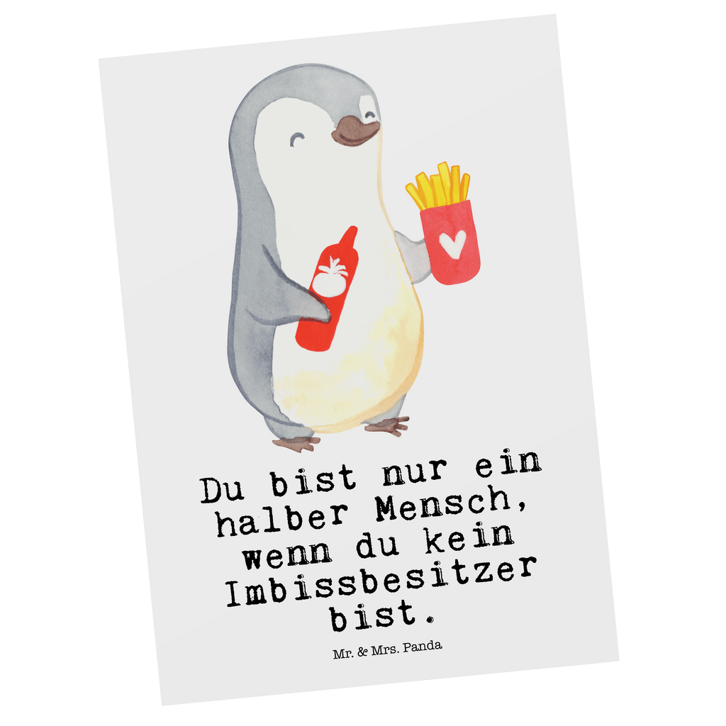 Postkarte Imbissbesitzer mit Herz Geschenkkarte, Grußkarte, Karte, Einladung, Ansichtskarte, Geburtstagskarte, Einladungskarte, Beruf, Ausbildung, Jubiläum, Abschied, Rente, Kollege, Kollegin, Geschenk, Schenken, Arbeitskollege, Mitarbeiter, Firma, Danke, Dankeschön, Imbissbesitzer, Imbissverkäufer, Pommesverkäufer, Pommesliebe