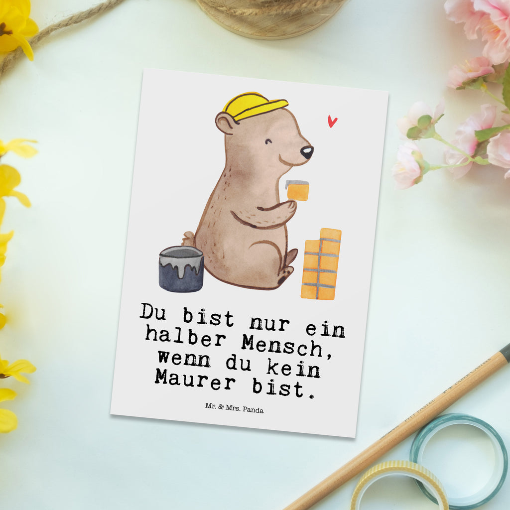 Postkarte Maurer mit Herz Geschenkkarte, Grußkarte, Karte, Einladung, Ansichtskarte, Geburtstagskarte, Einladungskarte, Dankeskarte, Beruf, Ausbildung, Jubiläum, Abschied, Rente, Kollege, Kollegin, Geschenk, Schenken, Arbeitskollege, Mitarbeiter, Firma, Danke, Dankeschön, Maurer, Maurermeister, Gesellenprüfung, Handwerker, Maurerbetrieb