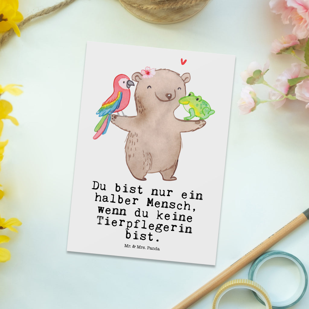 Postkarte Tierpflegerin mit Herz Geschenkkarte, Grußkarte, Karte, Einladung, Ansichtskarte, Geburtstagskarte, Einladungskarte, Beruf, Ausbildung, Jubiläum, Abschied, Rente, Kollege, Kollegin, Geschenk, Schenken, Arbeitskollege, Mitarbeiter, Firma, Danke, Dankeschön