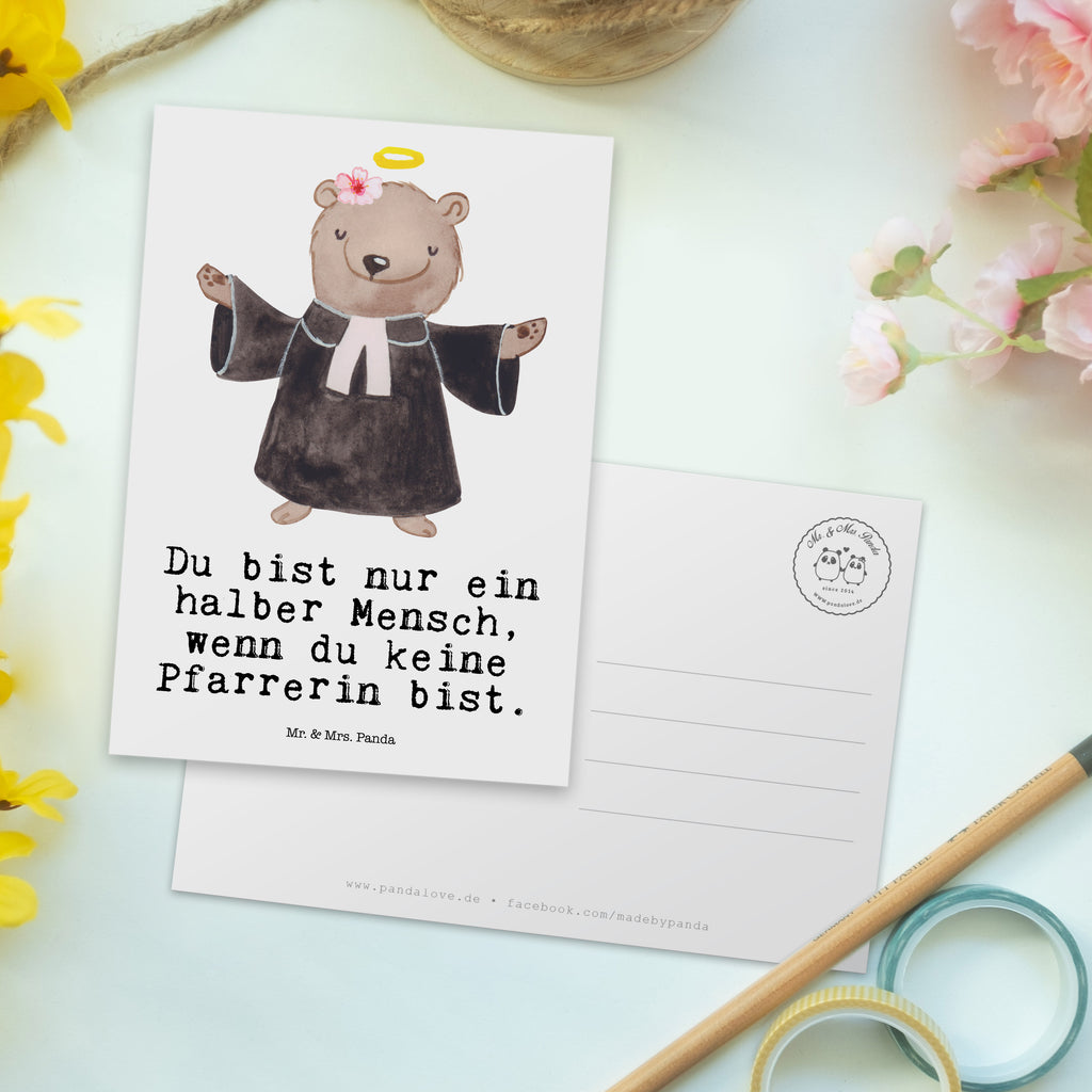 Postkarte Pfarrerin mit Herz Geschenkkarte, Grußkarte, Karte, Einladung, Ansichtskarte, Geburtstagskarte, Einladungskarte, Beruf, Ausbildung, Jubiläum, Abschied, Rente, Kollege, Kollegin, Geschenk, Schenken, Arbeitskollege, Mitarbeiter, Firma, Danke, Dankeschön, Pastorin, Dienerin Gottes<br />Geistliche, Pfarrerin, Predigerin<br />Priesterin, Theologin, Kirche