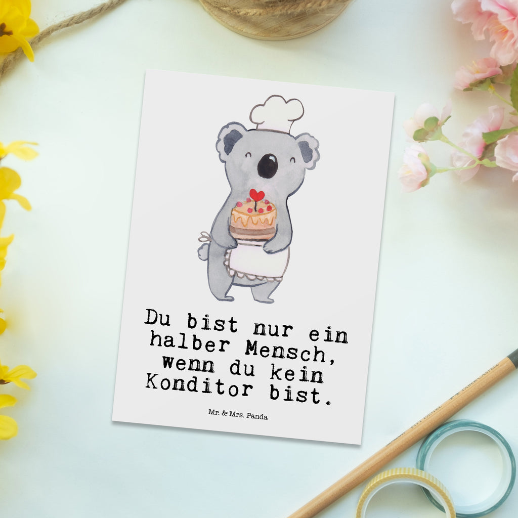 Postkarte Konditor mit Herz Geschenkkarte, Grußkarte, Karte, Einladung, Ansichtskarte, Geburtstagskarte, Einladungskarte, Beruf, Ausbildung, Jubiläum, Abschied, Rente, Kollege, Kollegin, Geschenk, Schenken, Arbeitskollege, Mitarbeiter, Firma, Danke, Dankeschön, Konditor, Kuchenbäcker, Patissier, Confiseur, Bäcker