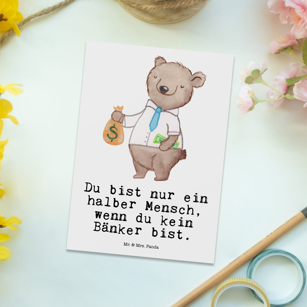 Postkarte Bänker mit Herz Geschenkkarte, Grußkarte, Karte, Einladung, Ansichtskarte, Geburtstagskarte, Einladungskarte, Beruf, Ausbildung, Jubiläum, Abschied, Rente, Kollege, Kollegin, Geschenk, Schenken, Arbeitskollege, Mitarbeiter, Firma, Danke, Dankeschön, Bänker, Bankfachmann, Bankangestellter, Bankberater