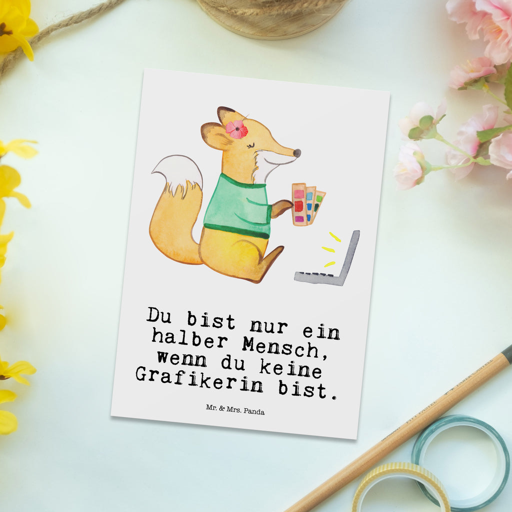 Postkarte Grafikerin mit Herz Geschenkkarte, Grußkarte, Karte, Einladung, Ansichtskarte, Geburtstagskarte, Einladungskarte, Dankeskarte, Beruf, Ausbildung, Jubiläum, Abschied, Rente, Kollege, Kollegin, Geschenk, Schenken, Arbeitskollege, Mitarbeiter, Firma, Danke, Dankeschön, Grafikerin, Designer, Mediengestalter, Grafikdesignerin
