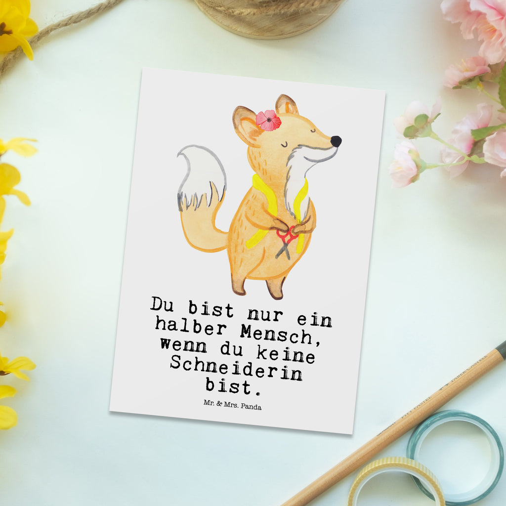 Postkarte Schneiderin mit Herz Geschenkkarte, Grußkarte, Karte, Einladung, Ansichtskarte, Geburtstagskarte, Einladungskarte, Dankeskarte, Beruf, Ausbildung, Jubiläum, Abschied, Rente, Kollege, Kollegin, Geschenk, Schenken, Arbeitskollege, Mitarbeiter, Firma, Danke, Dankeschön