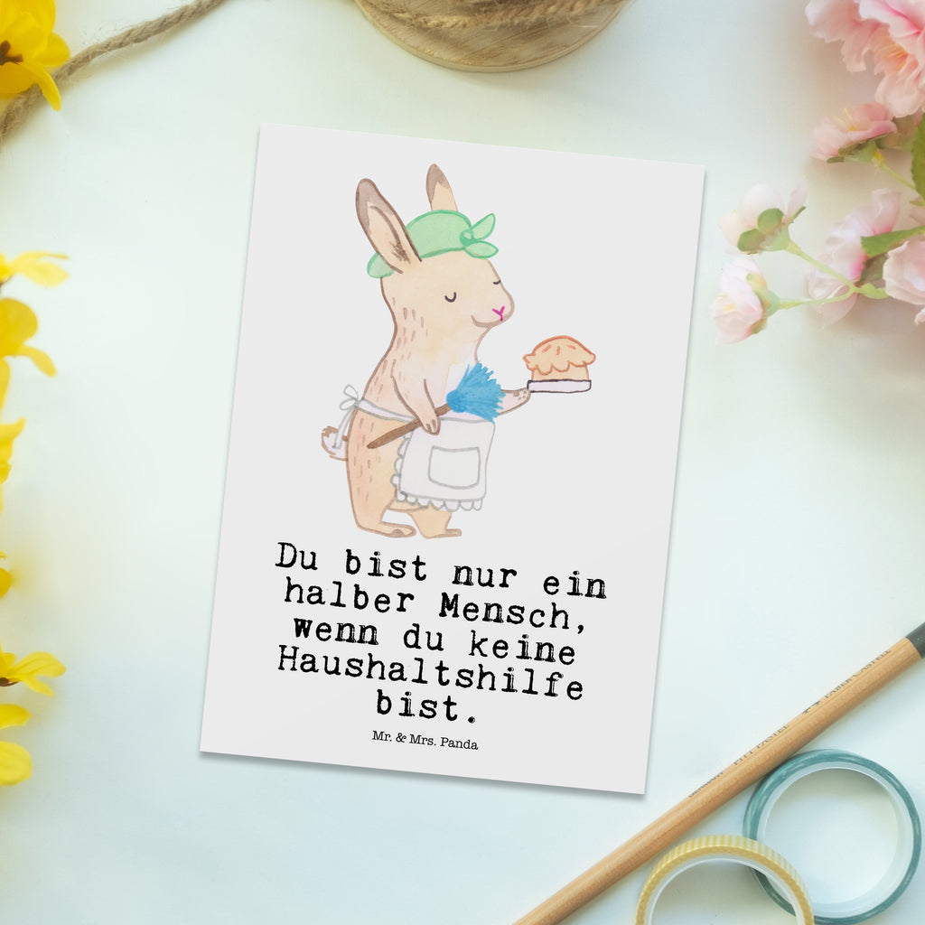 Postkarte Haushaltshilfe mit Herz Geschenkkarte, Grußkarte, Karte, Einladung, Ansichtskarte, Geburtstagskarte, Einladungskarte, Dankeskarte, Beruf, Ausbildung, Jubiläum, Abschied, Rente, Kollege, Kollegin, Geschenk, Schenken, Arbeitskollege, Mitarbeiter, Firma, Danke, Dankeschön, Haushaltshilfe, Putzfrau, Reinigungskraft