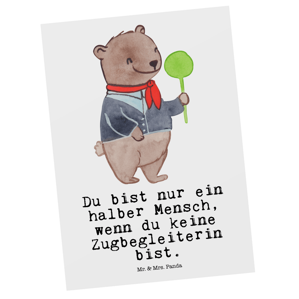 Postkarte Zugbegleiterin mit Herz Geschenkkarte, Grußkarte, Karte, Einladung, Ansichtskarte, Geburtstagskarte, Einladungskarte, Beruf, Ausbildung, Jubiläum, Abschied, Rente, Kollege, Kollegin, Geschenk, Schenken, Arbeitskollege, Mitarbeiter, Firma, Danke, Dankeschön