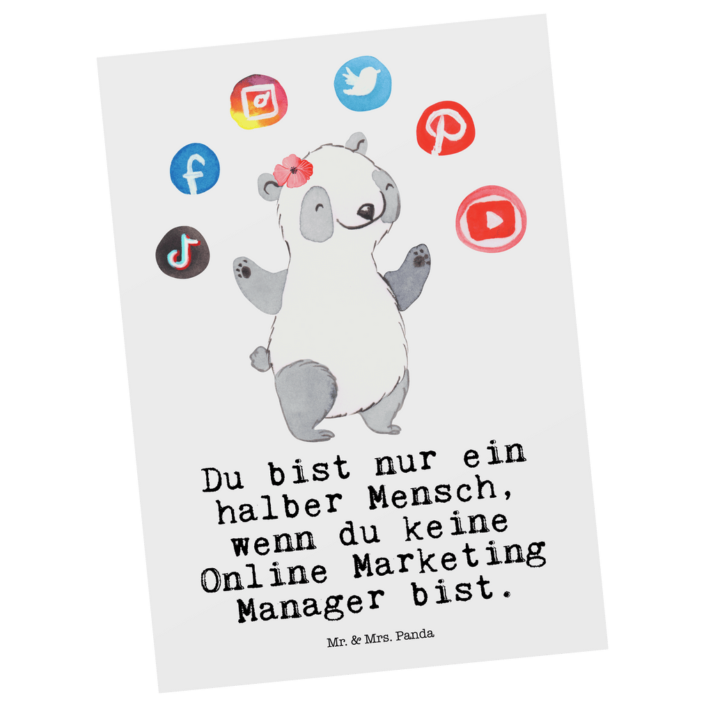 Postkarte Online Marketing Manager mit Herz Geschenkkarte, Grußkarte, Karte, Einladung, Ansichtskarte, Geburtstagskarte, Einladungskarte, Dankeskarte, Beruf, Ausbildung, Jubiläum, Abschied, Rente, Kollege, Kollegin, Geschenk, Schenken, Arbeitskollege, Mitarbeiter, Firma, Danke, Dankeschön, Online Marketing, Manager, Marketingmanager, Influencer Marketing, Digital Marketing