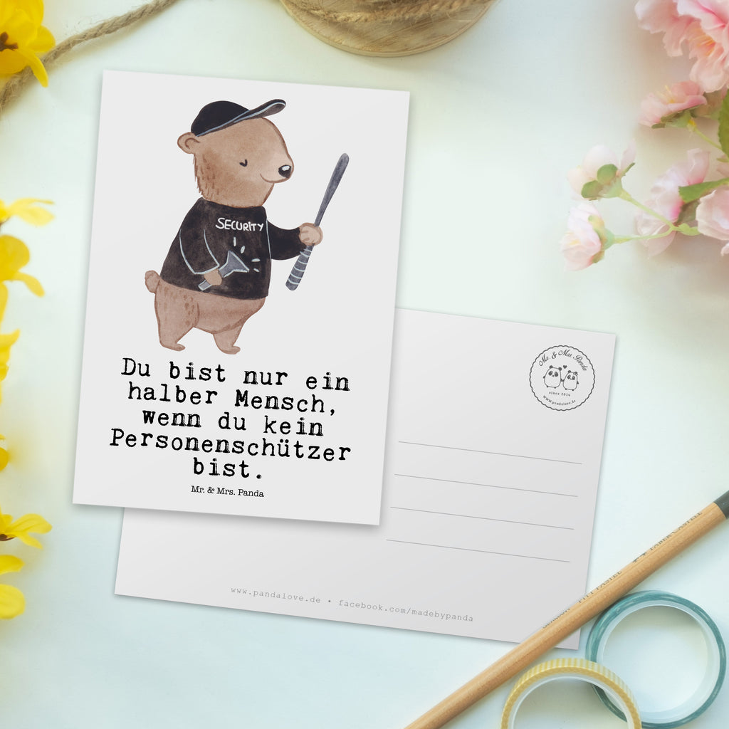 Postkarte Personenschützer mit Herz Geschenkkarte, Grußkarte, Karte, Einladung, Ansichtskarte, Geburtstagskarte, Einladungskarte, Beruf, Ausbildung, Jubiläum, Abschied, Rente, Kollege, Kollegin, Geschenk, Schenken, Arbeitskollege, Mitarbeiter, Firma, Danke, Dankeschön, Bodyguard, Personenschützer