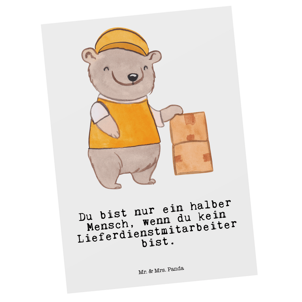 Postkarte Lieferdienstmitarbeiter mit Herz Geschenkkarte, Grußkarte, Karte, Einladung, Ansichtskarte, Geburtstagskarte, Einladungskarte, Beruf, Ausbildung, Jubiläum, Abschied, Rente, Kollege, Kollegin, Geschenk, Schenken, Arbeitskollege, Mitarbeiter, Firma, Danke, Dankeschön, Lieferdienstmitarbeiter, Pizzabäcker, Pizzabote, Pizzabringdienst, Lieferbringdienst